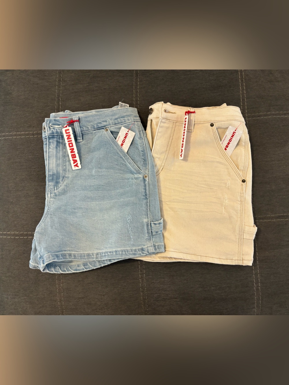 UNIONBAY Women’s Jean Shorts in Light Blue and Cream